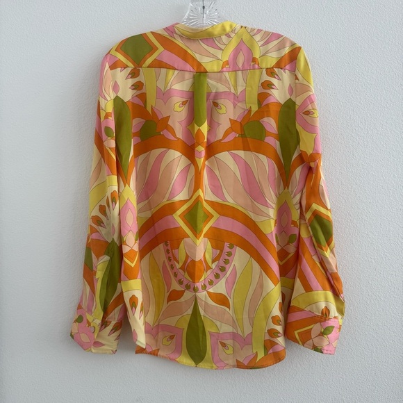 Zara Multicolor Abstract Patterned Button Blouse Size: XS - Picture 8 of 9